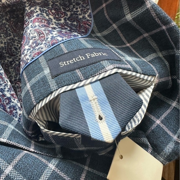 Tailorbyrd windowpane plaid sport coat blazer jacket blue small in EUC - Picture 13 of 16